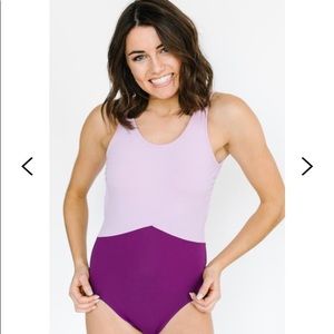 Lime Ricki Lavender One Piece Swim Suit Colorblock